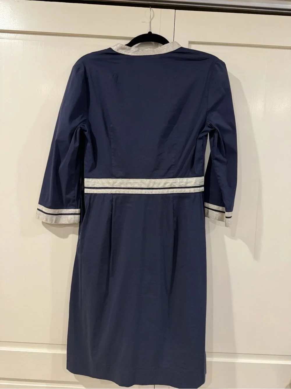 Tory Burch Navy Tunic Dress with Silver Trim